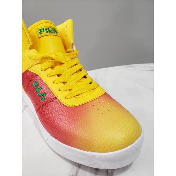 RARE FILA Impress LL Fade Men's Size‎ 8.5 High Top Sneaker Yellow Red Shoes Mid - Picture 4 of 9